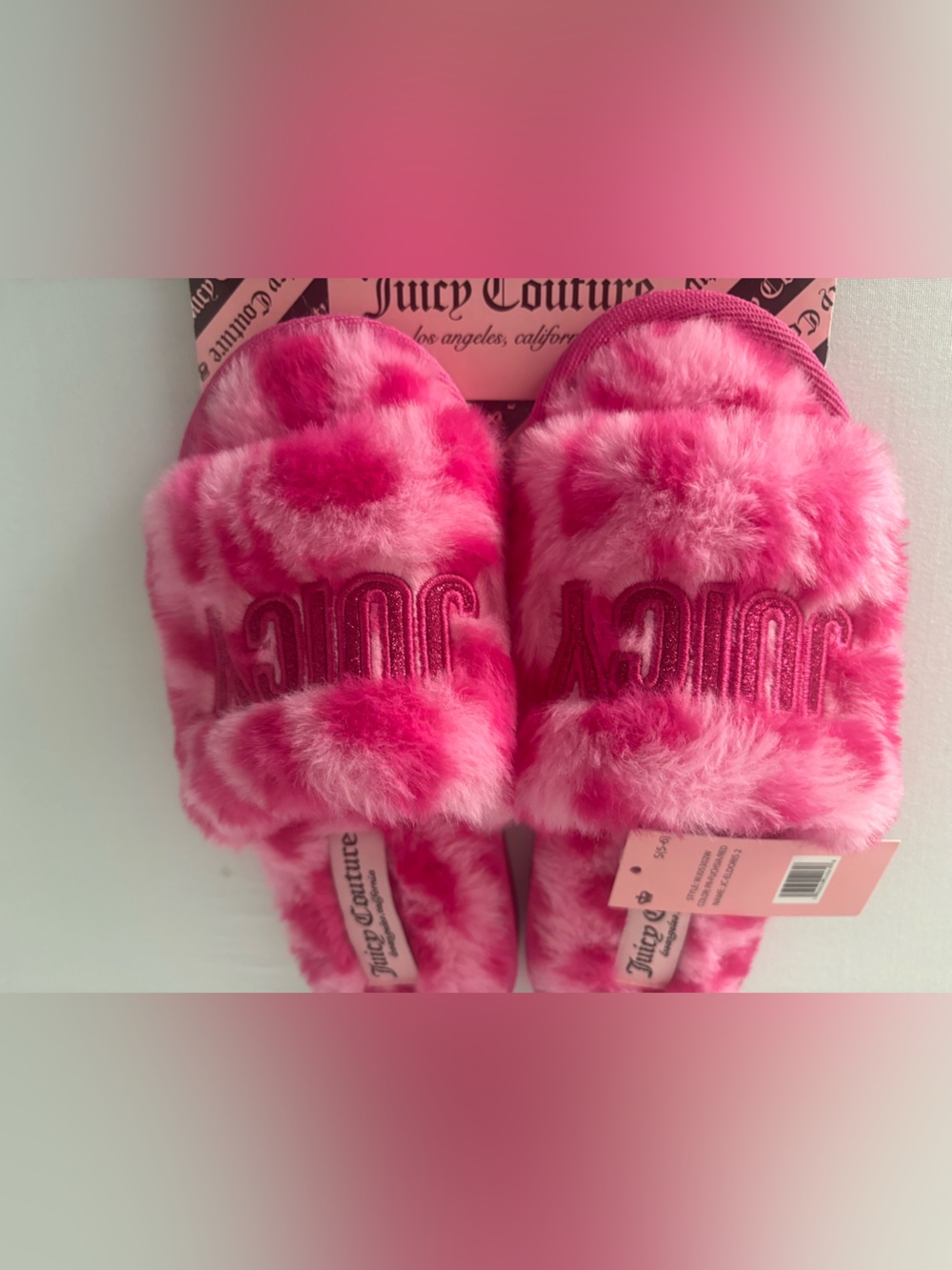 Juicy Couture Hot Pink Furry Slippers – Size 5/6 - Picture 2 of 7